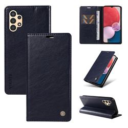 YIKATU Litchi Card Magnetic Automatic Suction Leather Flip Cover for Samsung Galaxy A13 4G - Navy Blue