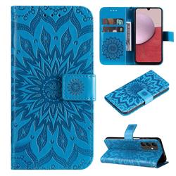 Embossing Sunflower Leather Wallet Case for Samsung Galaxy A14 5G - Blue
