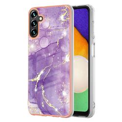 Fashion Purple Electroplated Gold Frame 2.0 Thickness Plating Marble IMD Soft Back Cover for Samsung Galaxy A14 5G