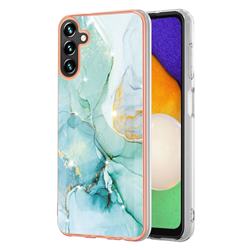 Green Silk Electroplated Gold Frame 2.0 Thickness Plating Marble IMD Soft Back Cover for Samsung Galaxy A14 5G
