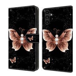 Black Diamond Butterfly Crystal PU Leather Protective Wallet Case Cover for Samsung Galaxy A14 5G