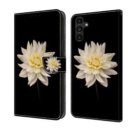 White Flower Crystal PU Leather Protective Wallet Case Cover for Samsung Galaxy A14 5G