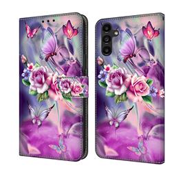 Flower Butterflies Crystal PU Leather Protective Wallet Case Cover for Samsung Galaxy A14 5G