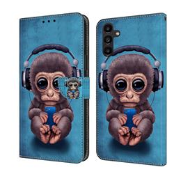 Cute Orangutan Crystal PU Leather Protective Wallet Case Cover for Samsung Galaxy A14 5G
