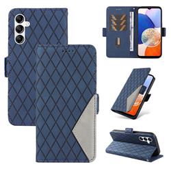 Grid Pattern Splicing Protective Wallet Case Cover for Samsung Galaxy A14 5G - Blue