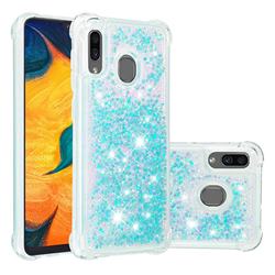Dynamic Liquid Glitter Sand Quicksand TPU Case for Samsung Galaxy A20 - Silver Blue Star