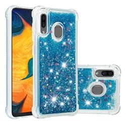 Dynamic Liquid Glitter Sand Quicksand TPU Case for Samsung Galaxy A20 - Blue Love Heart