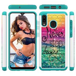 Colorful Dream Catcher Studded Rhinestone Bling Diamond Shock Absorbing Hybrid Defender Rugged Phone Case Cover for Samsung Galaxy A20