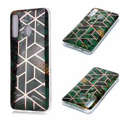 Green Rhombus Galvanized Rose Gold Marble Phone Back Cover for Samsung Galaxy A20
