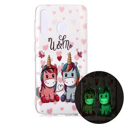 Couple Unicorn Noctilucent Soft TPU Back Cover for Samsung Galaxy A20