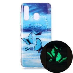 Flying Butterflies Noctilucent Soft TPU Back Cover for Samsung Galaxy A20