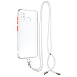 Necklace Cross-body Lanyard Strap Cord Phone Case Cover for Samsung Galaxy A20 - Transparent