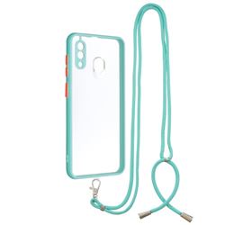 Necklace Cross-body Lanyard Strap Cord Phone Case Cover for Samsung Galaxy A20 - Blue