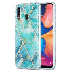 Blue Sea Marble Pattern Galvanized Electroplating Protective Case Cover for Samsung Galaxy A20