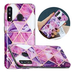 Purple Dream Triangle Painted Marble Electroplating Protective Case for Samsung Galaxy A20