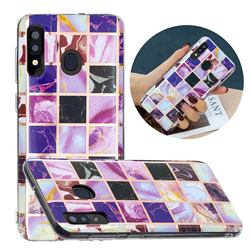 Square Puzzle Painted Marble Electroplating Protective Case for Samsung Galaxy A20