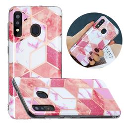Cherry Glitter Painted Marble Electroplating Protective Case for Samsung Galaxy A20