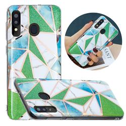 Green Triangle Painted Marble Electroplating Protective Case for Samsung Galaxy A20