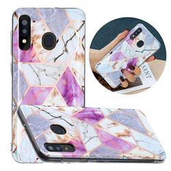 Purple and White Painted Marble Electroplating Protective Case for Samsung Galaxy A20