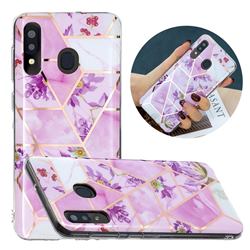 Purple Flower Painted Marble Electroplating Protective Case for Samsung Galaxy A20