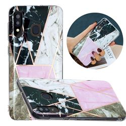 Pink and Black Painted Marble Electroplating Protective Case for Samsung Galaxy A20