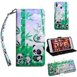 Eating Bamboo Pandas 3D Painted Leather Wallet Case for Samsung Galaxy A20