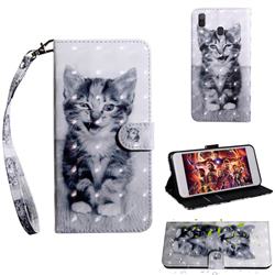 Smiley Cat 3D Painted Leather Wallet Case for Samsung Galaxy A20
