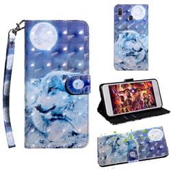 Moon Wolf 3D Painted Leather Wallet Case for Samsung Galaxy A20