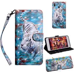 White Tiger 3D Painted Leather Wallet Case for Samsung Galaxy A20