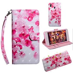 Peach Blossom 3D Painted Leather Wallet Case for Samsung Galaxy A20