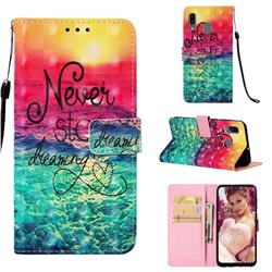 Colorful Dream Catcher 3D Painted Leather Wallet Case for Samsung Galaxy A20