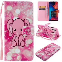 Pink Elephant PU Leather Wallet Case for Samsung Galaxy A20