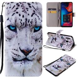 White Leopard PU Leather Wallet Case for Samsung Galaxy A20