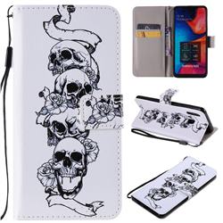 Skull Head PU Leather Wallet Case for Samsung Galaxy A20