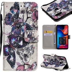 Black Butterfly 3D Painted Leather Wallet Case for Samsung Galaxy A20