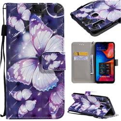 Violet butterfly 3D Painted Leather Wallet Case for Samsung Galaxy A20