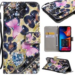 Pink Butterfly 3D Painted Leather Wallet Case for Samsung Galaxy A20