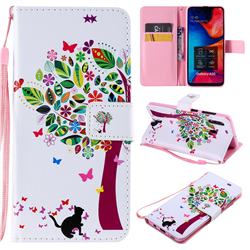 Cat and Tree PU Leather Wallet Case for Samsung Galaxy A20