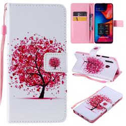 Colored Red Tree PU Leather Wallet Case for Samsung Galaxy A20