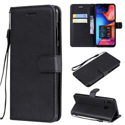 Retro Greek Classic Smooth PU Leather Wallet Phone Case for Samsung Galaxy A20 - Black