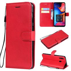 Retro Greek Classic Smooth PU Leather Wallet Phone Case for Samsung Galaxy A20 - Red