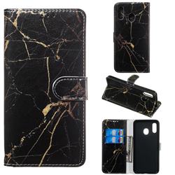 Black Gold Marble PU Leather Wallet Case for Samsung Galaxy A20