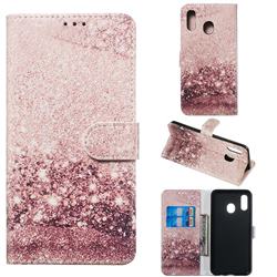 Glittering Rose Gold PU Leather Wallet Case for Samsung Galaxy A20