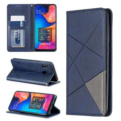 Prismatic Slim Magnetic Sucking Stitching Wallet Flip Cover for Samsung Galaxy A20 - Blue