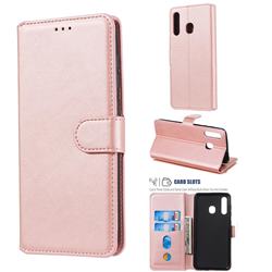 Retro Calf Matte Leather Wallet Phone Case for Samsung Galaxy A20 - Pink
