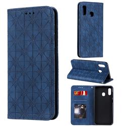 Intricate Embossing Four Leaf Clover Leather Wallet Case for Samsung Galaxy A20 - Dark Blue