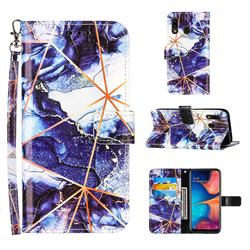 Starry Blue Stitching Color Marble Leather Wallet Case for Samsung Galaxy A20