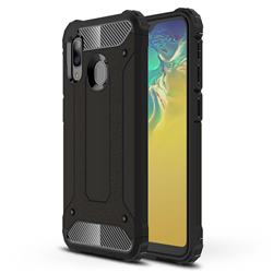 King Kong Armor Premium Shockproof Dual Layer Rugged Hard Cover for Samsung Galaxy A20e - Black Gold