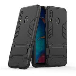 Armor Premium Tactical Grip Kickstand Shockproof Dual Layer Rugged Hard Cover for Samsung Galaxy A20e - Black