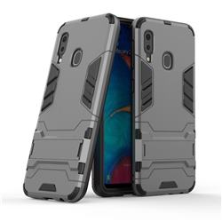Armor Premium Tactical Grip Kickstand Shockproof Dual Layer Rugged Hard Cover for Samsung Galaxy A20e - Gray